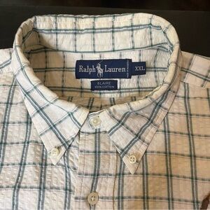 Ralph Lauren Men's Green Plaid short sleeve Shirt XXL 100% cotton